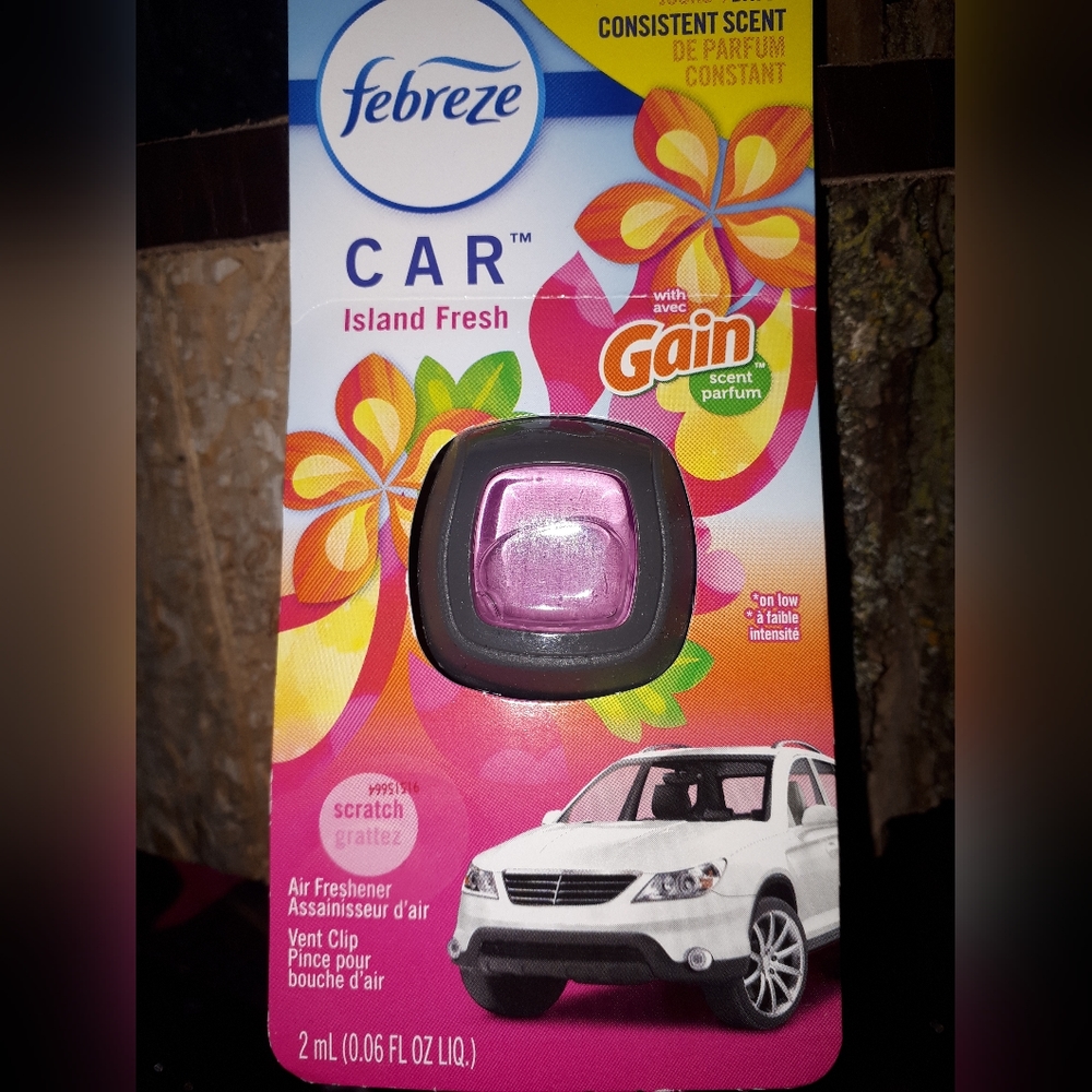 Febreze Odor-Eliminating CarAir Frsner Vent Clip, Platinm.Ice,Gain,Tropical 1ct